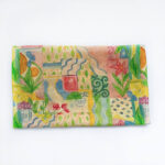 Watercolor Patchwork Floral Fabric Flat Fold Display, Vintage Oriental Block Floral Cotton Nylon Material