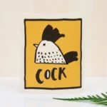 cute cartoon organic kitchen towels with rooster head print, biodegradable pulp cotton decorative tea towel