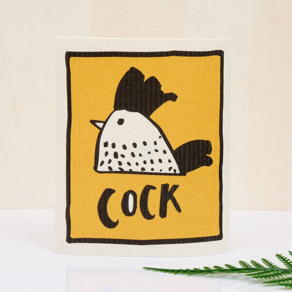 cute cartoon organic kitchen towels with rooster head print, biodegradable pulp cotton decorative tea towel