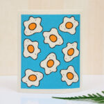 natural pulp kitchen towel with cute fried egg food print, absorbent eco-friendly biodegradable kitchen dish towel