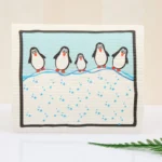cartoon organic kitchen towels with snow scene penguin print, absorbent organic cotton hand towel for daily kitchen use