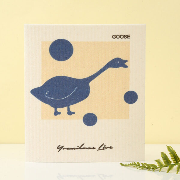 cute cartoon organic kitchen towels with blue goose print, eco-friendly pulp cotton tea towel for baking & table wiping