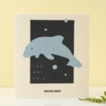 cartoon organic kitchen towels with cute dolphin print, reusable organic cotton dish towel, biodegradable pulp cloth for kitchen dish drying & housework