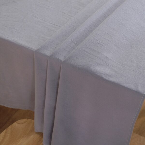 rectangle cotton table cloth, light gray wrinkled 4.4 oz cotton fabric texture close-up