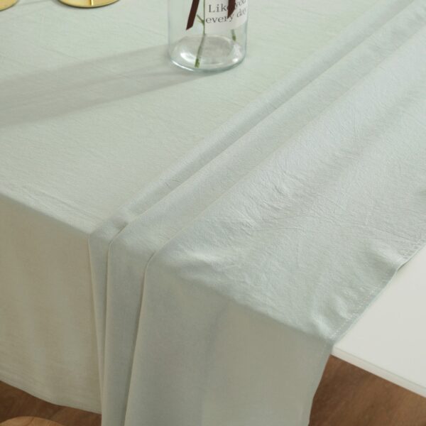 rectangle cotton table cloth, light green wrinkled 4.4 oz cotton fabric close-up