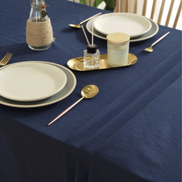 rectangle cotton table cloth, navy blue textured cotton table cloth for elegant home dining