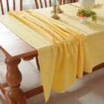 rectangle cotton table cloth, light yellow wrinkled pure cotton table cloth for party home decor