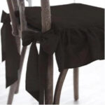 black dining chair seat cover with ruffled hem and tie straps, washable fabric chair seat protector for dining room kitchen