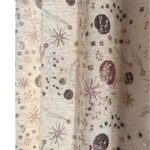 vintage floral print curtain panel, beige botanical pattern window curtain for living room bedroom, soft textured semi-sheer drapery