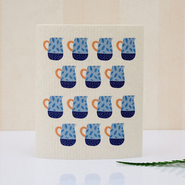 wood pulp cleaning wipe vintage teacup print, oil separating reusable lint free wood pulp cotton cleaning towel