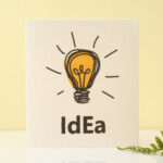 wood pulp dish cloth with creative lightbulb Idea print, absorbent eco friendly wood pulp cotton cleaning rag