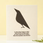 wood pulp dish cloth with minimalist crow cartoon print, biodegradable lint-free wood pulp cotton kitchen cleaning cloth