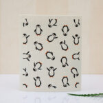 wood pulp dish cloth cute penguin cartoon print, lint free absorbent wood pulp cotton dish wipe