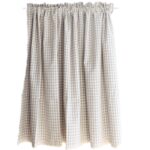 Light gray white gingham short curtain, rod pocket farmhouse window valance curtain without lace, plain check kitchen window drape