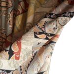 Close‑up of vintage bohemian paisley print fabric, heavy‑duty boho curtain texture
