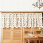 cotton cafe curtain valance leaf print lace edge short window treatment for farmhouse kitchen