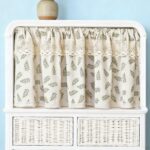 short curtains for small windows 100% cotton green leaf print lace trim farmhouse kitchen curtains