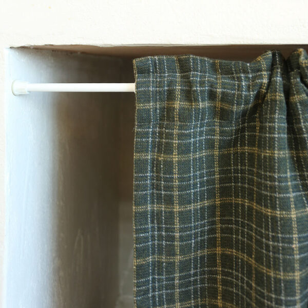 Rod pocket installation for british vintage plaid tier curtain heavy dark green plaid short curtain