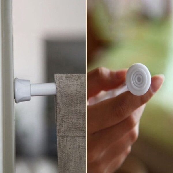 Non‑slip rubber end cap for tension cafe curtain rods, no‑drill installation