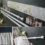 White tension cafe curtain rods, adjustable spring curtain rod cafe for short window tier curtains