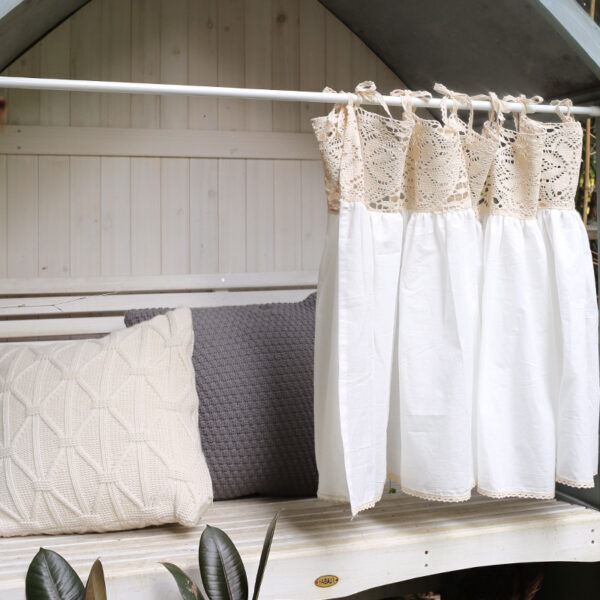 Boho lace kitchen window curtain indoor home‑style display