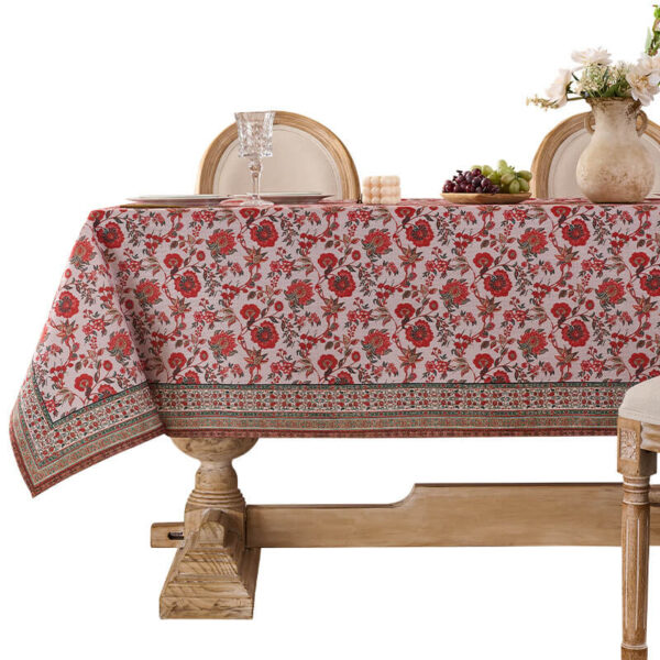 Jacobean water‑resistant tablecloth full view on plain background