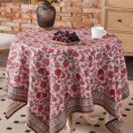 Jacobean print water‑resistant tablecloth for vintage home and boutique display
