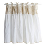 Boho embroidered kitchen window curtain, white cotton lace tier curtain for kitchen sink decor