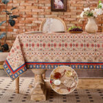 Middle eastern rectangular tablecloth arab print for eclectic boho home and cafe display decor