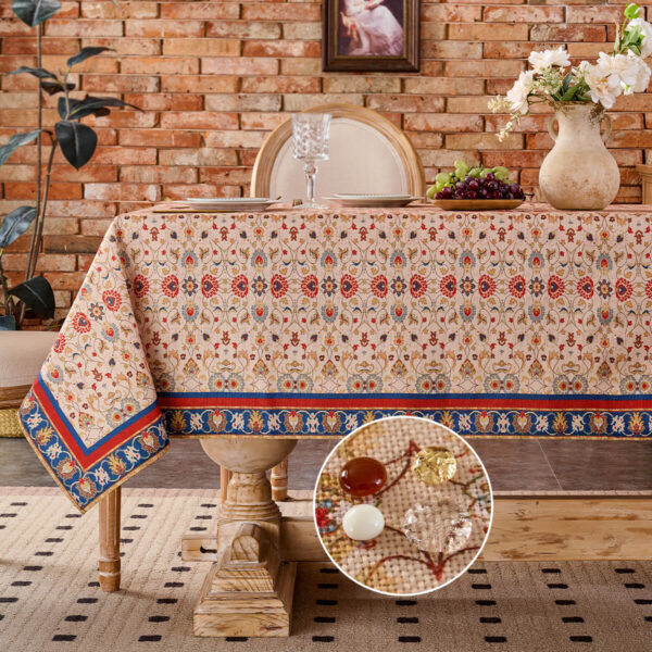 Middle eastern rectangular tablecloth arab print for eclectic boho home and cafe display decor