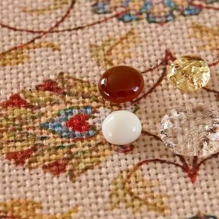 Texture detail of water‑resistant middle eastern rectangular tablecloth with arab print pattern