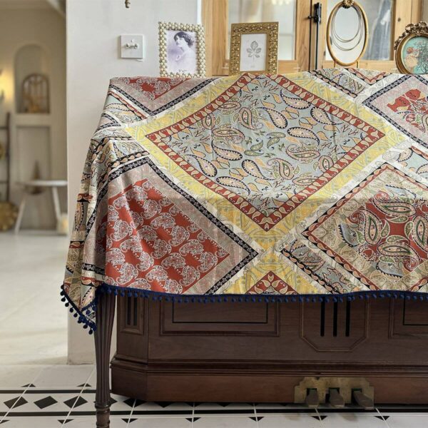 Retro floral patchwork table runner piano cover, boho home decor cloth