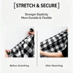 Stretchable fitted checkered tablecloth, strong elasticity secure fit