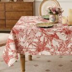 Vintage Jungle Table‑cover for home & event decor, exotic red wildlife botanical pattern