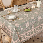 Rectangular Ditsy Floral Tablecloth styled table setting vintage cottage floral decor