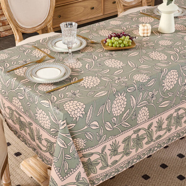 Rectangular Ditsy Floral Tablecloth styled table setting vintage cottage floral decor