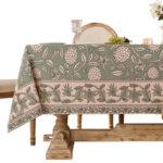 Rectangular Ditsy Floral Tablecloth vintage floral table cover scalloped edge for event display