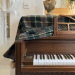 British plaid piano dust cover, vintage tartan decorative throw for upright piano