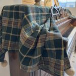 Heavy‑weight british piano dust cover, dark‑green tartan fabric top protector