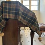 British piano dust cover, dark green yellow plaid tartan decorative throw for upright piano