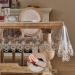 Vintage lace vinyl table protector transparent dining table cover