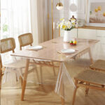 Lace vinyl table protector clear waterproof table cover for wooden dining table