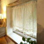 Farmhouse double‑layer lace short curtain semi‑sheer window decor with tassel hem