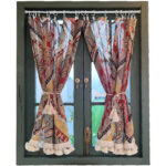 2‑panel Boho Paisley Half Curtain set, vibrant turkish‑inspired decorative tassel curtain for boutique and Airbnb