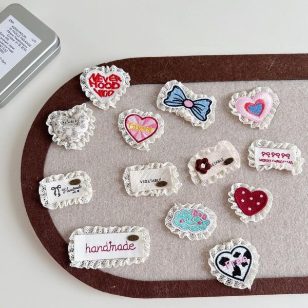 full set cute lace applique fabric assorted heart patches for clothing decor