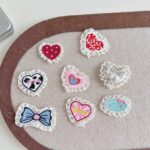 sweet heart lace applique fabric with bow detail, sewing decorative patches