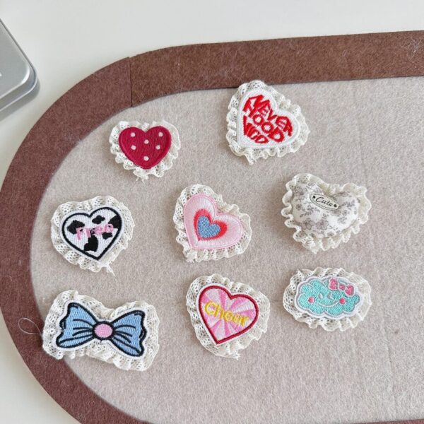 sweet heart lace applique fabric with bow detail, sewing decorative patches