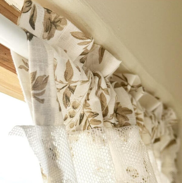 lightweight rod pocket doorway curtain with bird and leaf print farmhouse decor