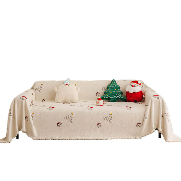 Christmas sofa throw cover, gingerbread man festive print cat‑resistant couch throw