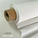 Soft white 100% pure linen fabric roll, undyed natural woven linen by the yard